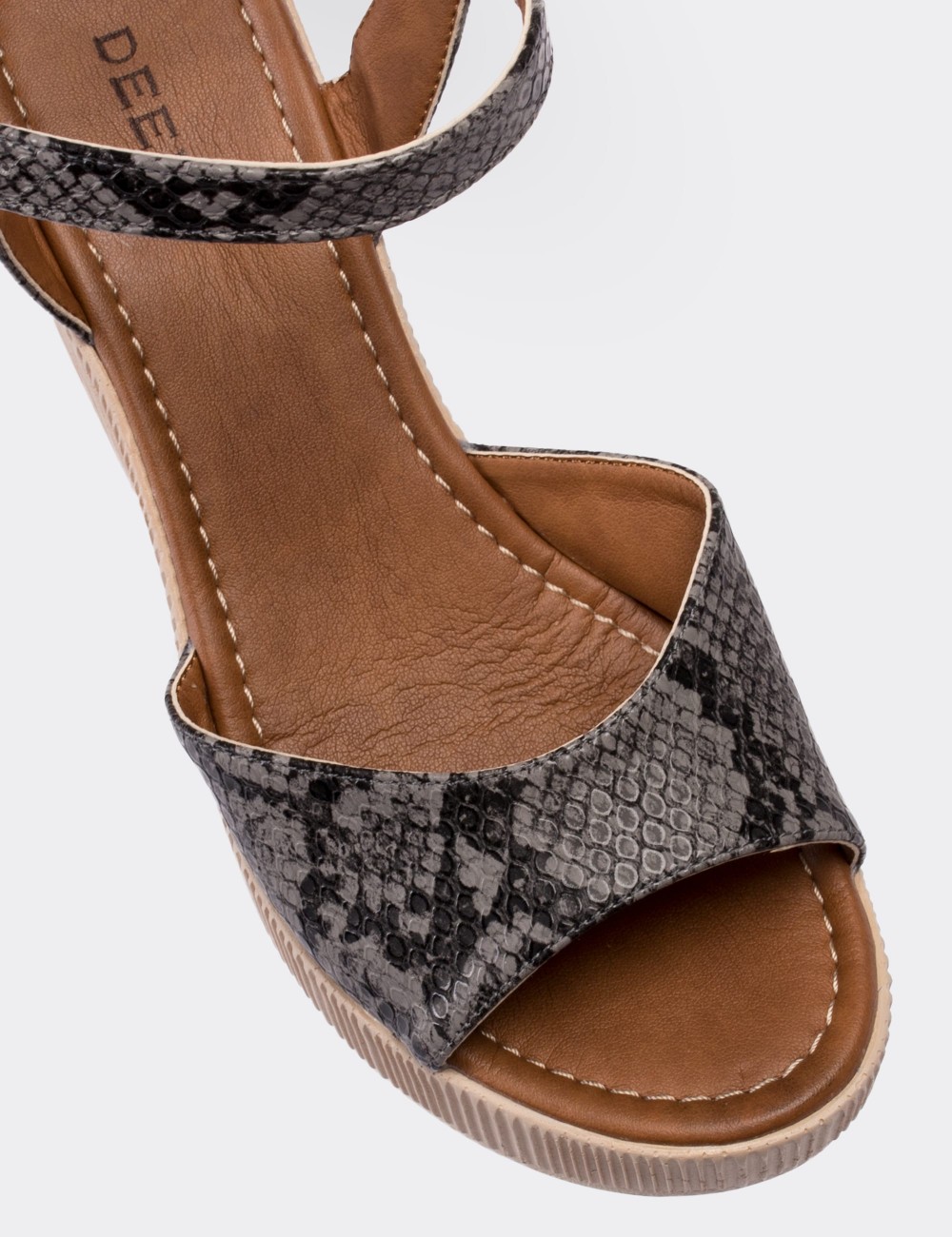 Gray Leather Sandals - 02129ZGRIP01