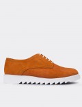 Orange Suede Leather Lace-up Shoes