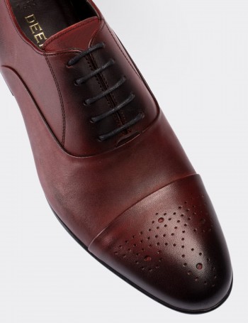 Burgundy  Leather Classic Shoes - 01653MBRDC01