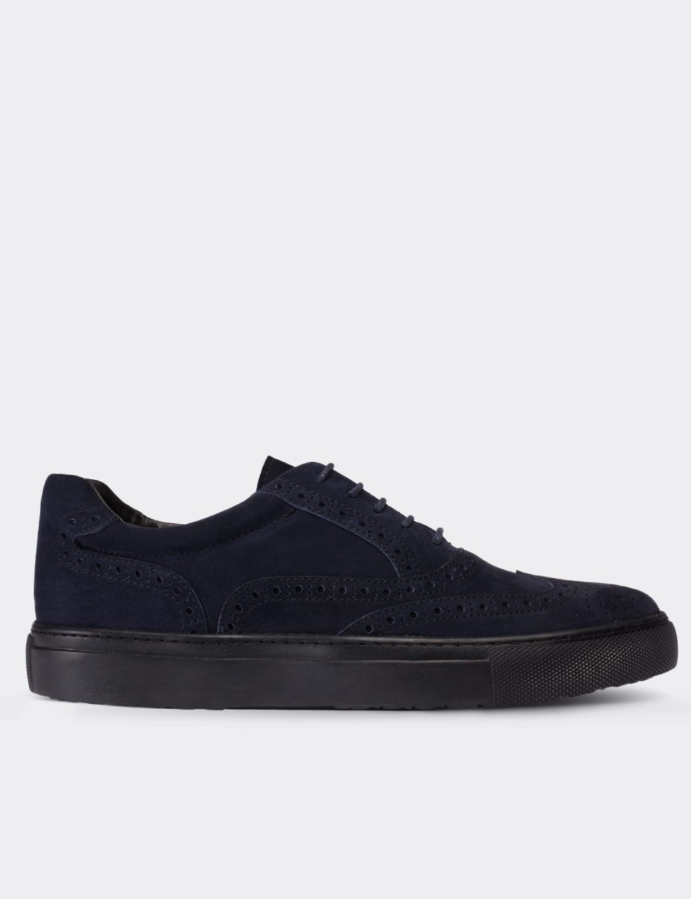 Navy Suede Leather  Sneakers - 01637MLCVC06