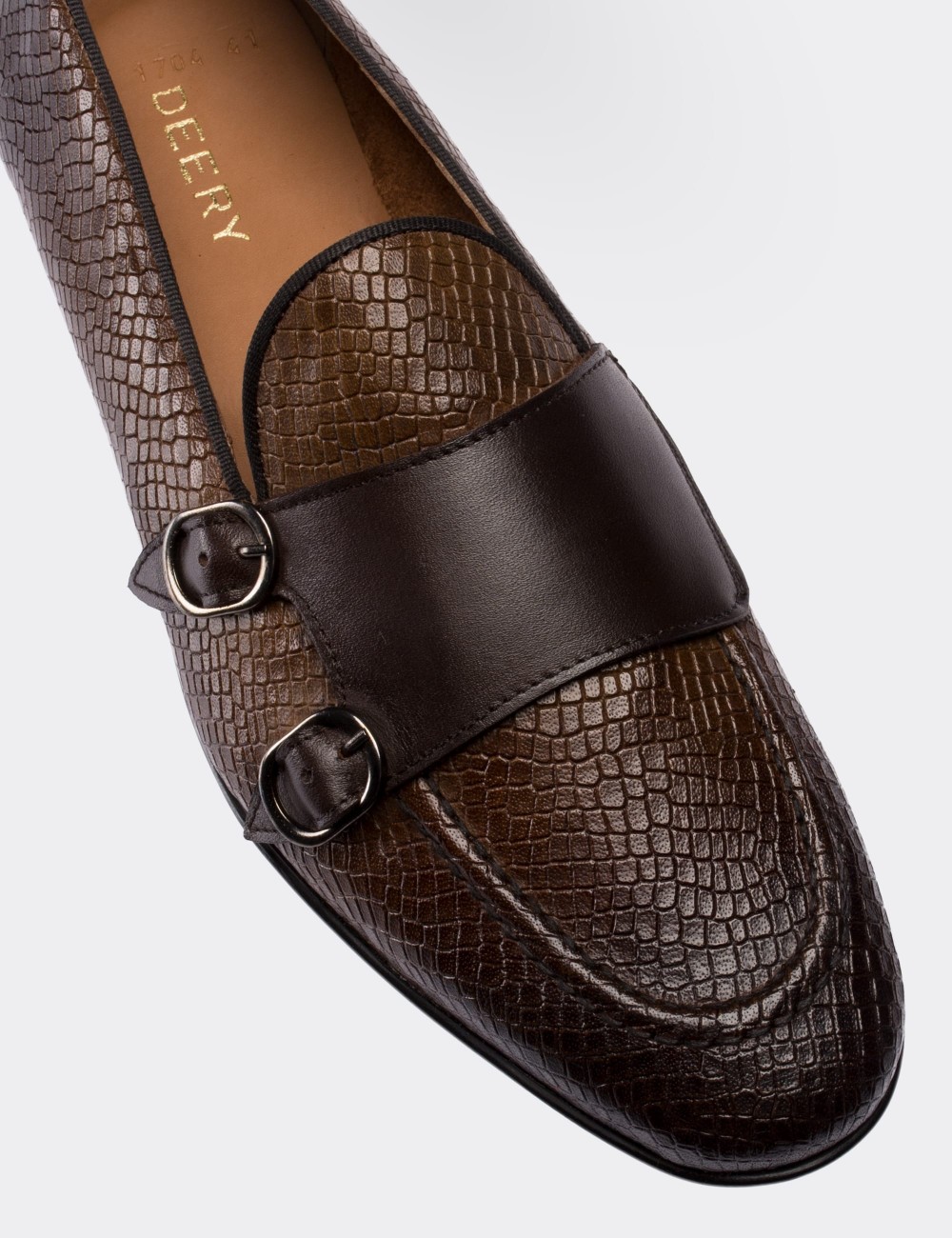 Brown  Leather Croco Loafers - 01704MKHVC01