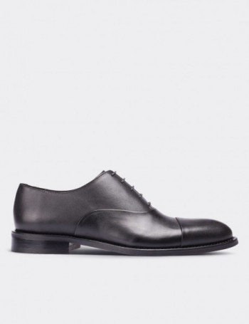 Black  Leather Classic Shoes - 01026MSYHN01