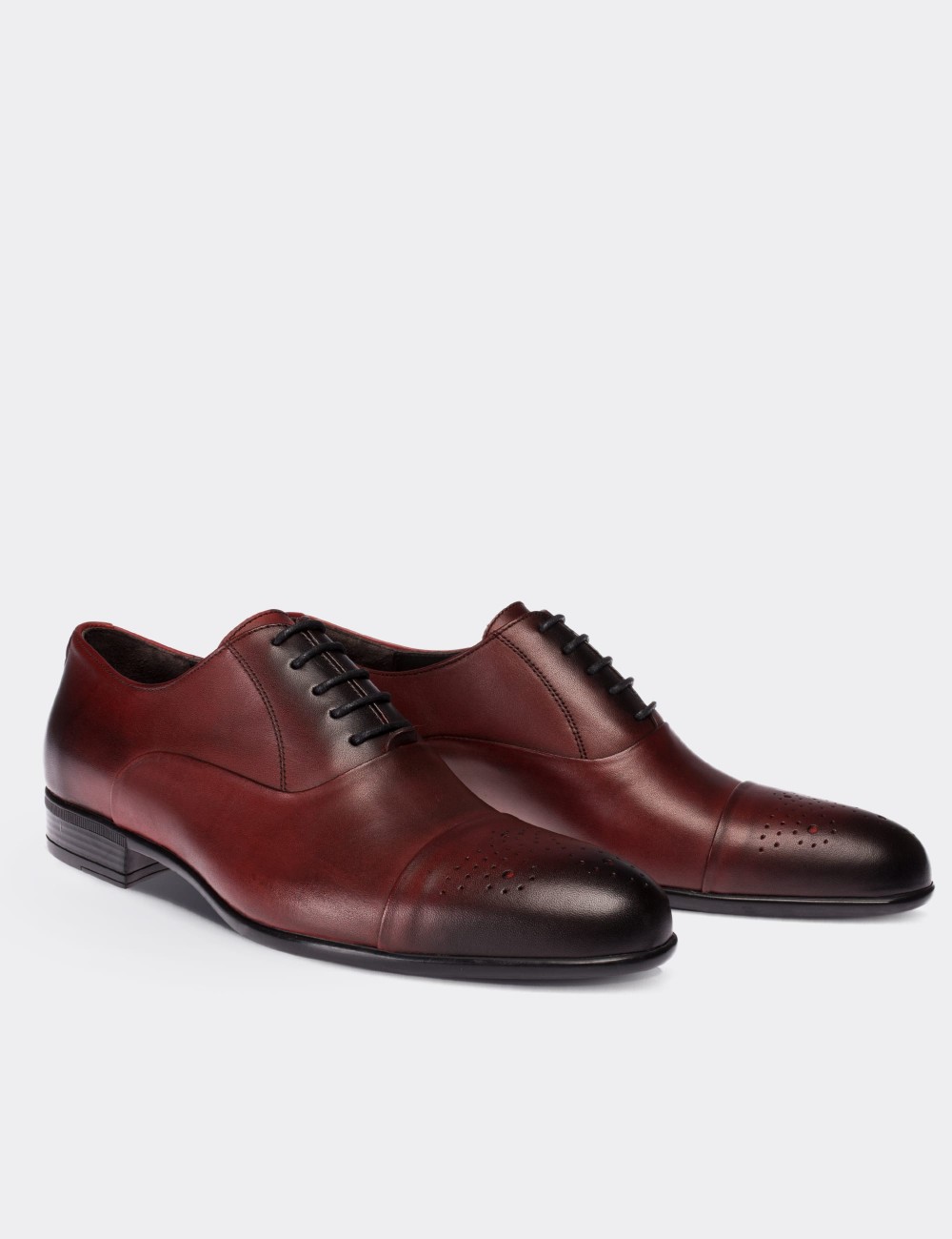 Burgundy  Leather Classic Shoes - 01653MBRDC01