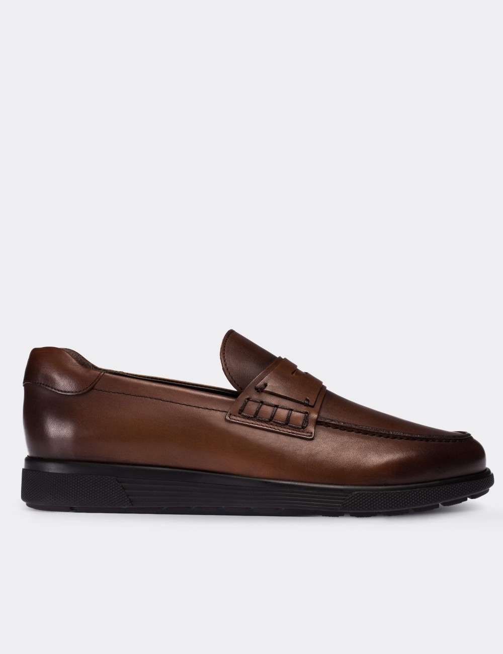 Brown  Leather Loafers - 01692MKHVC01