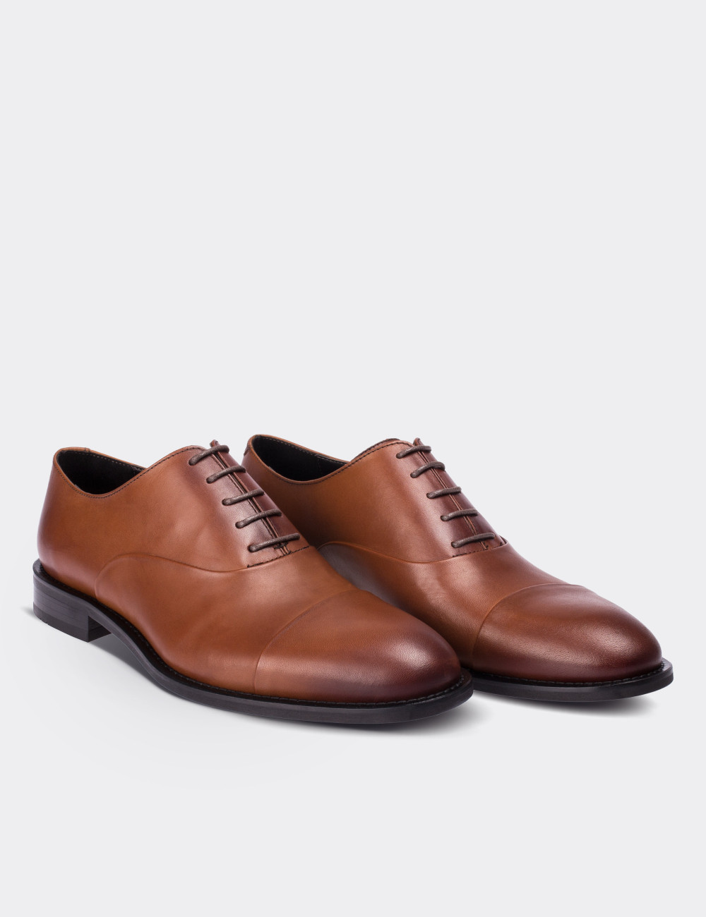 Tan  Leather Classic Shoes - 01026MTBAN01