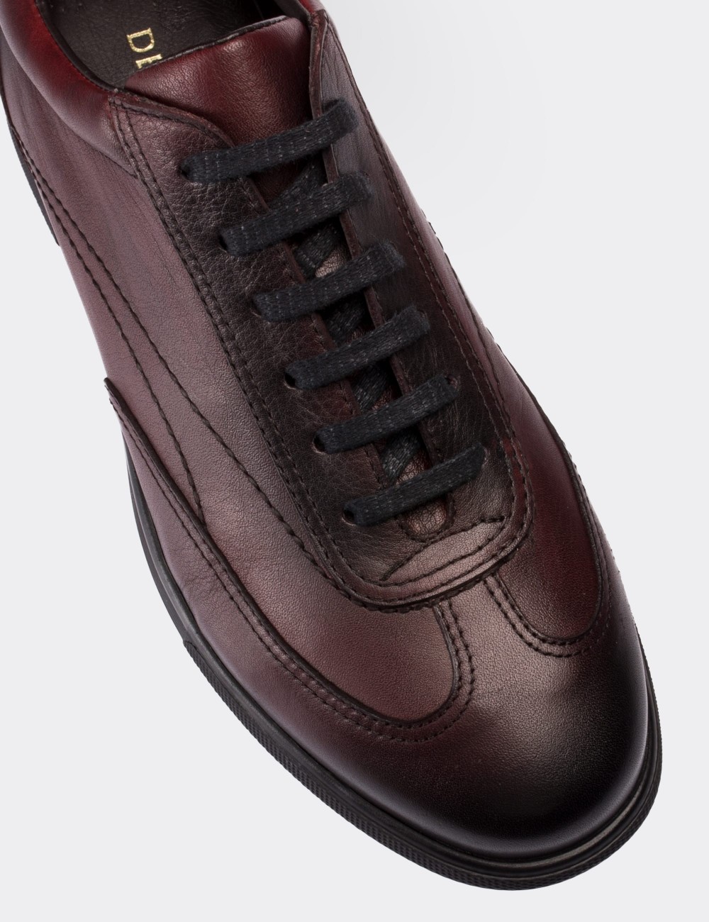 Burgundy  Leather Lace-up Shoes - 00321MBRDC02