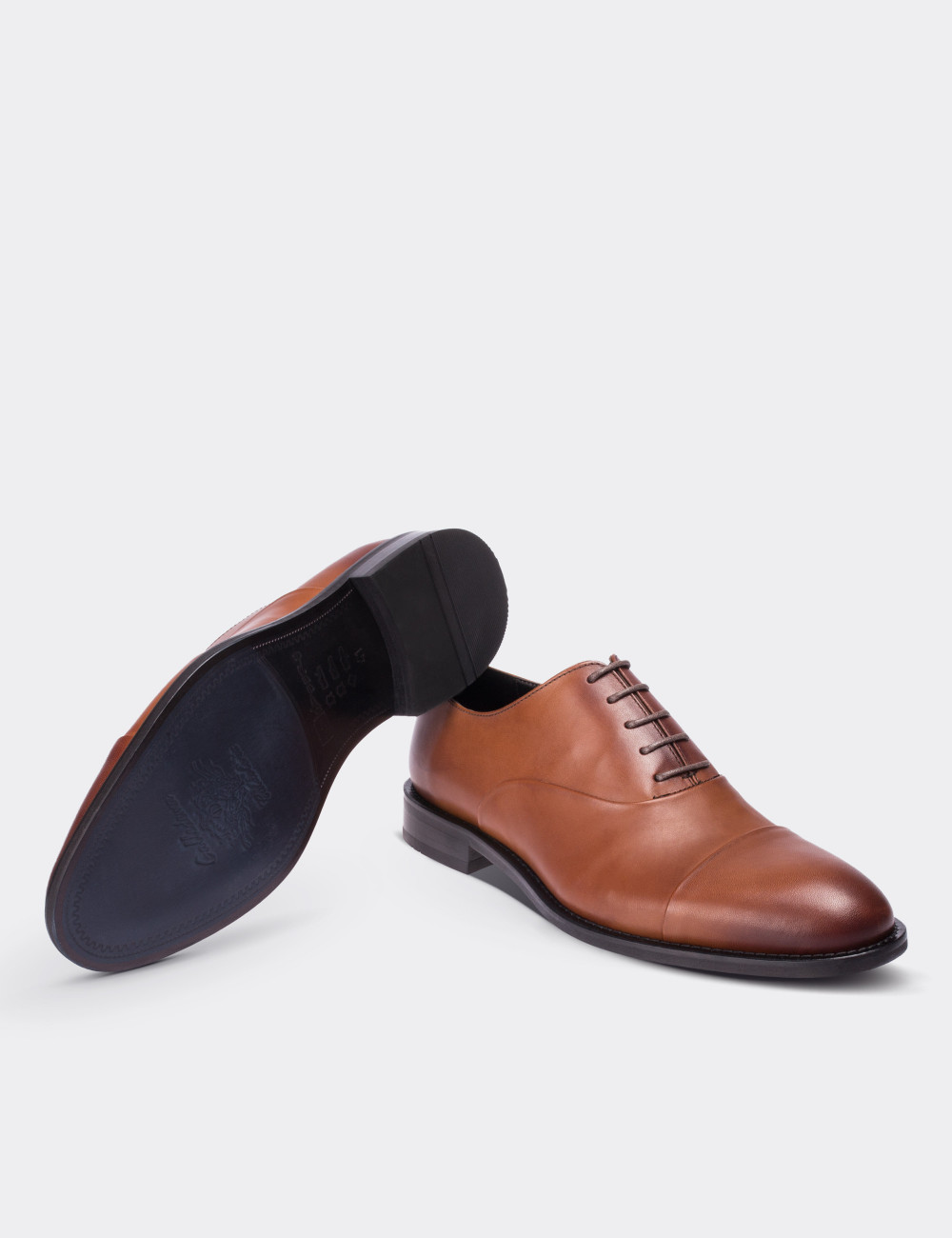 Tan  Leather Classic Shoes - 01026MTBAN01