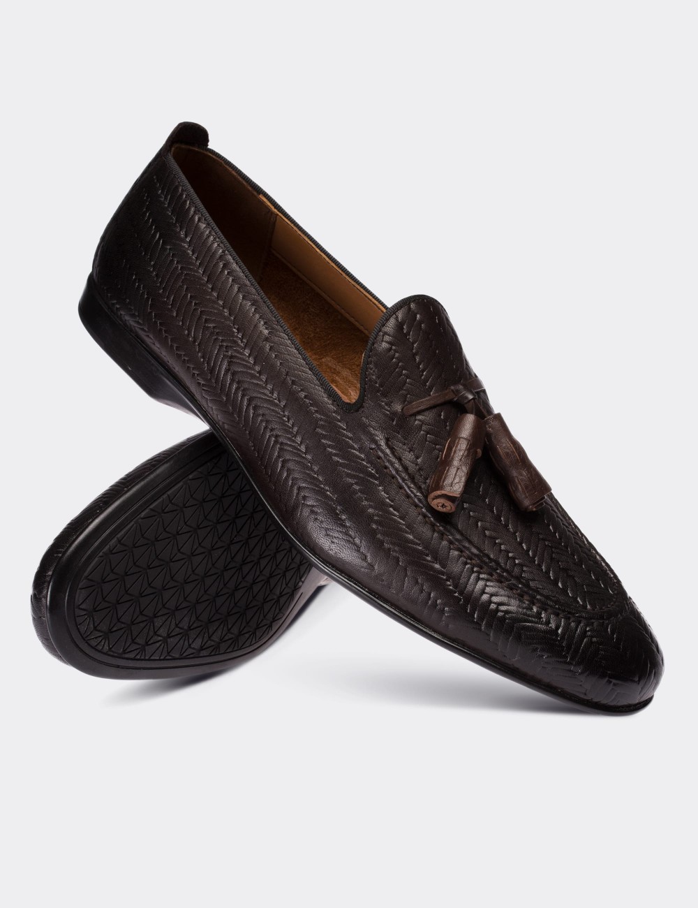 Brown  Leather Loafers - 01701MKHVC04