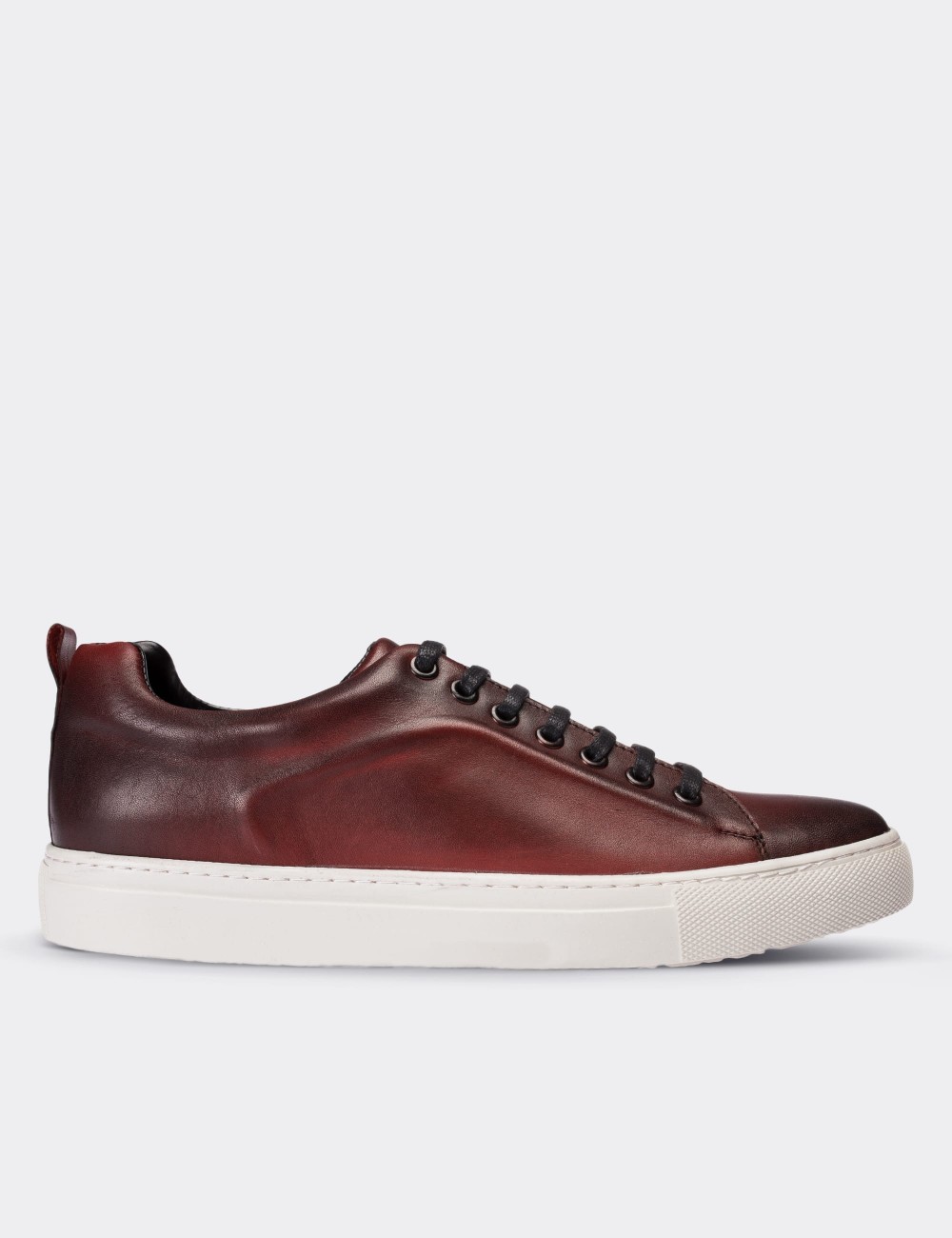 Burgundy  Leather Sneakers - 01669MBRDC06