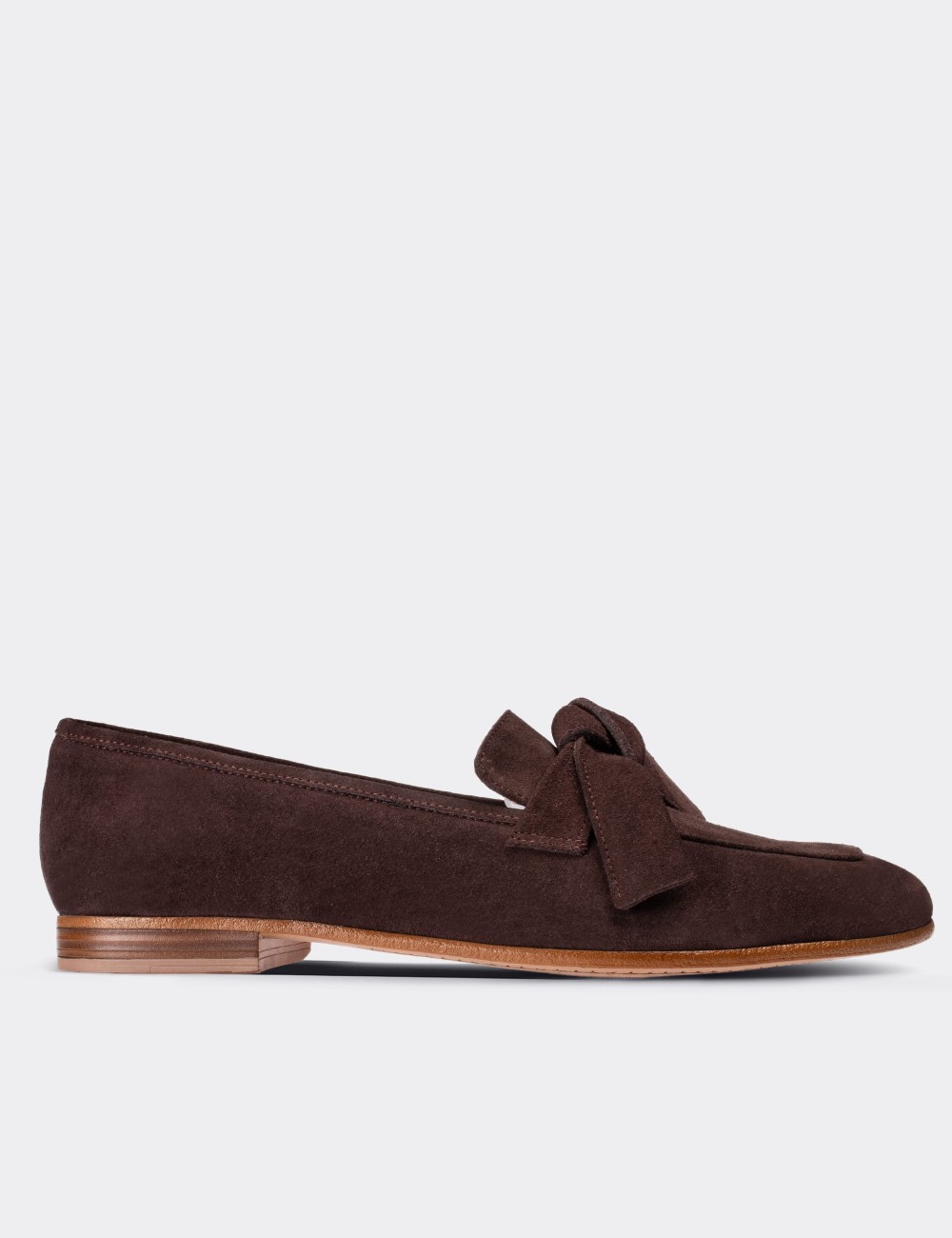 Brown Suede Leather Loafers - 01744ZKHVM01