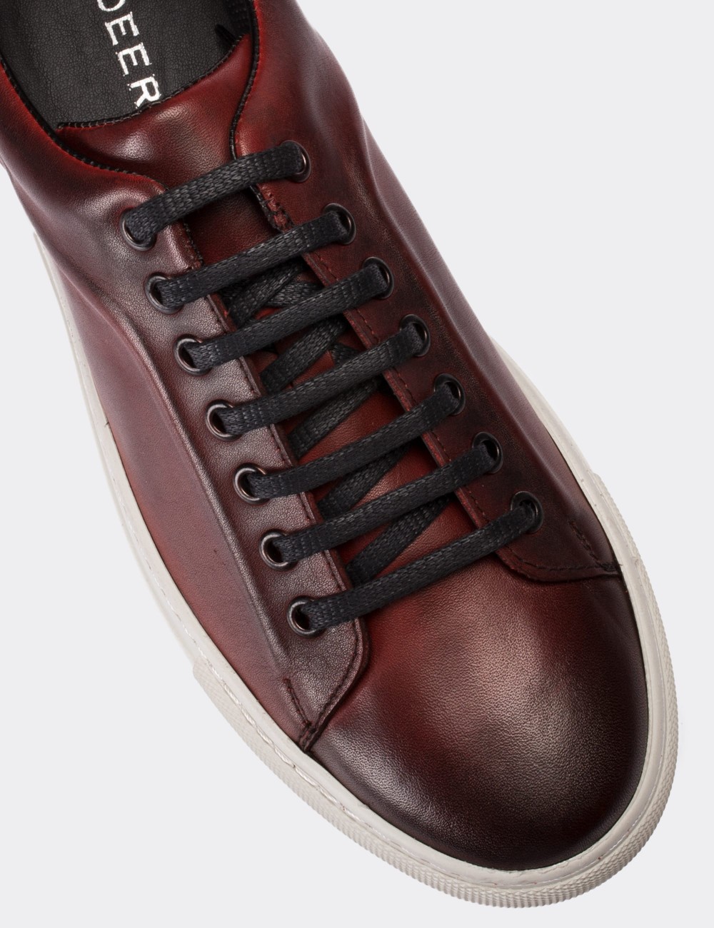 Burgundy  Leather Sneakers - 01669MBRDC06