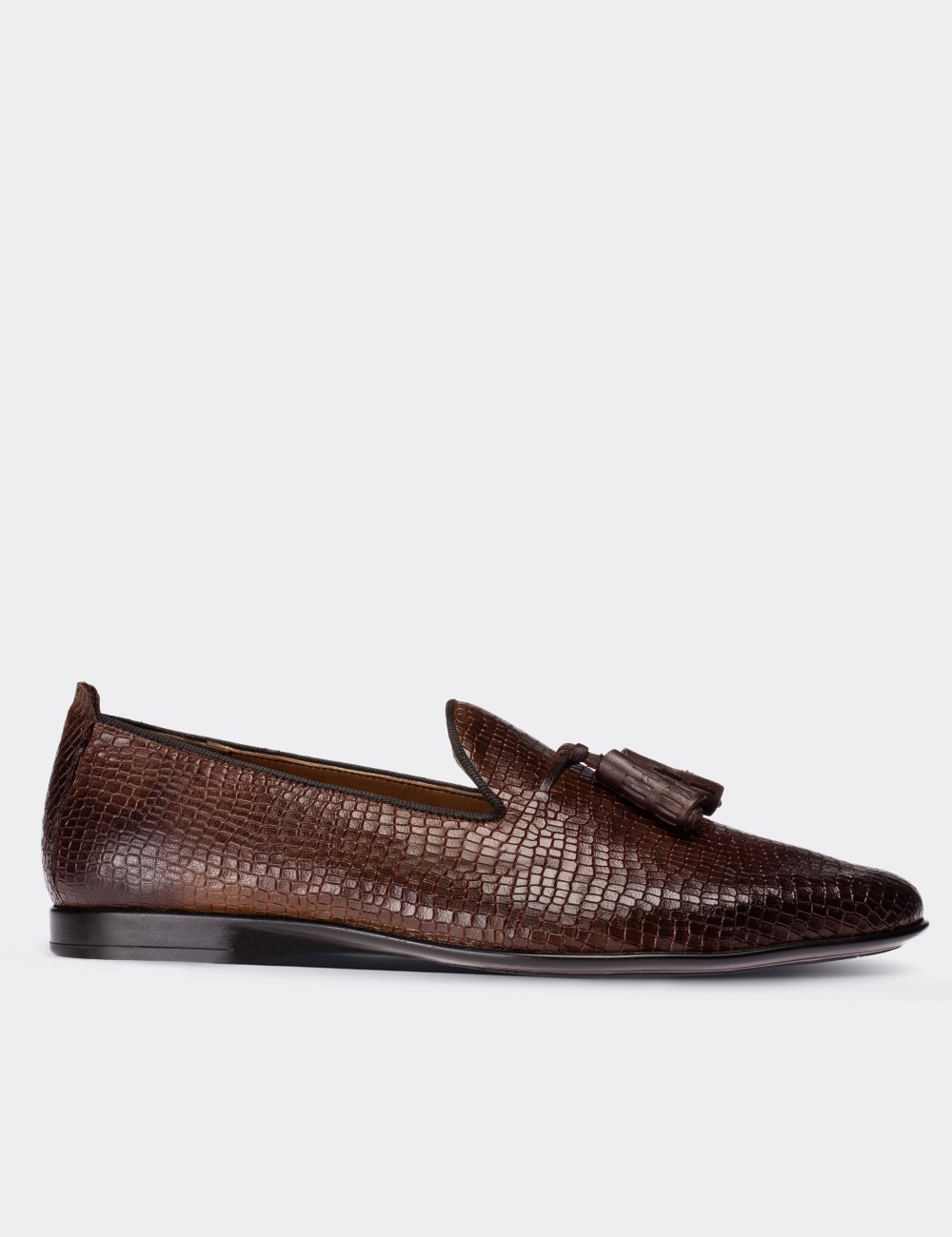 Brown  Leather Croco Loafers - 01702MKHVC03