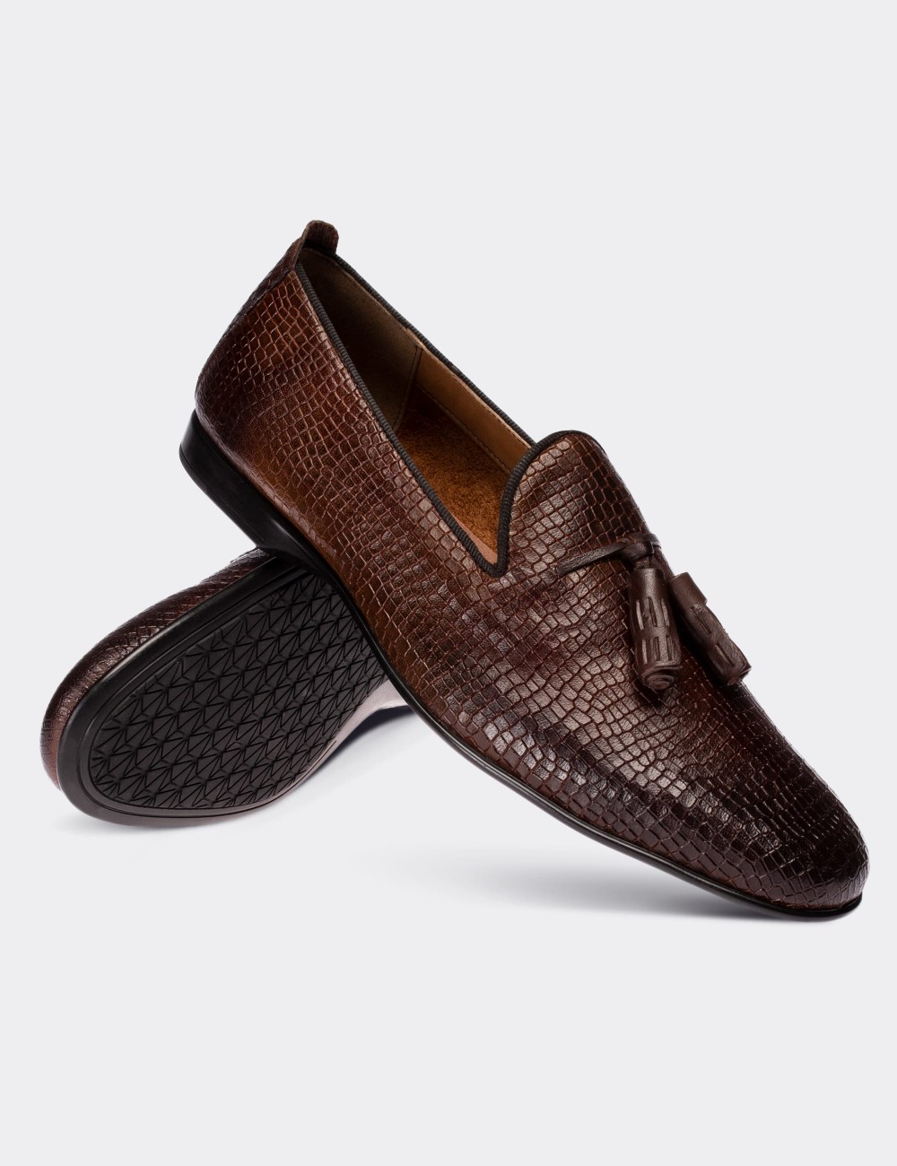 Brown  Leather Croco Loafers - 01702MKHVC03