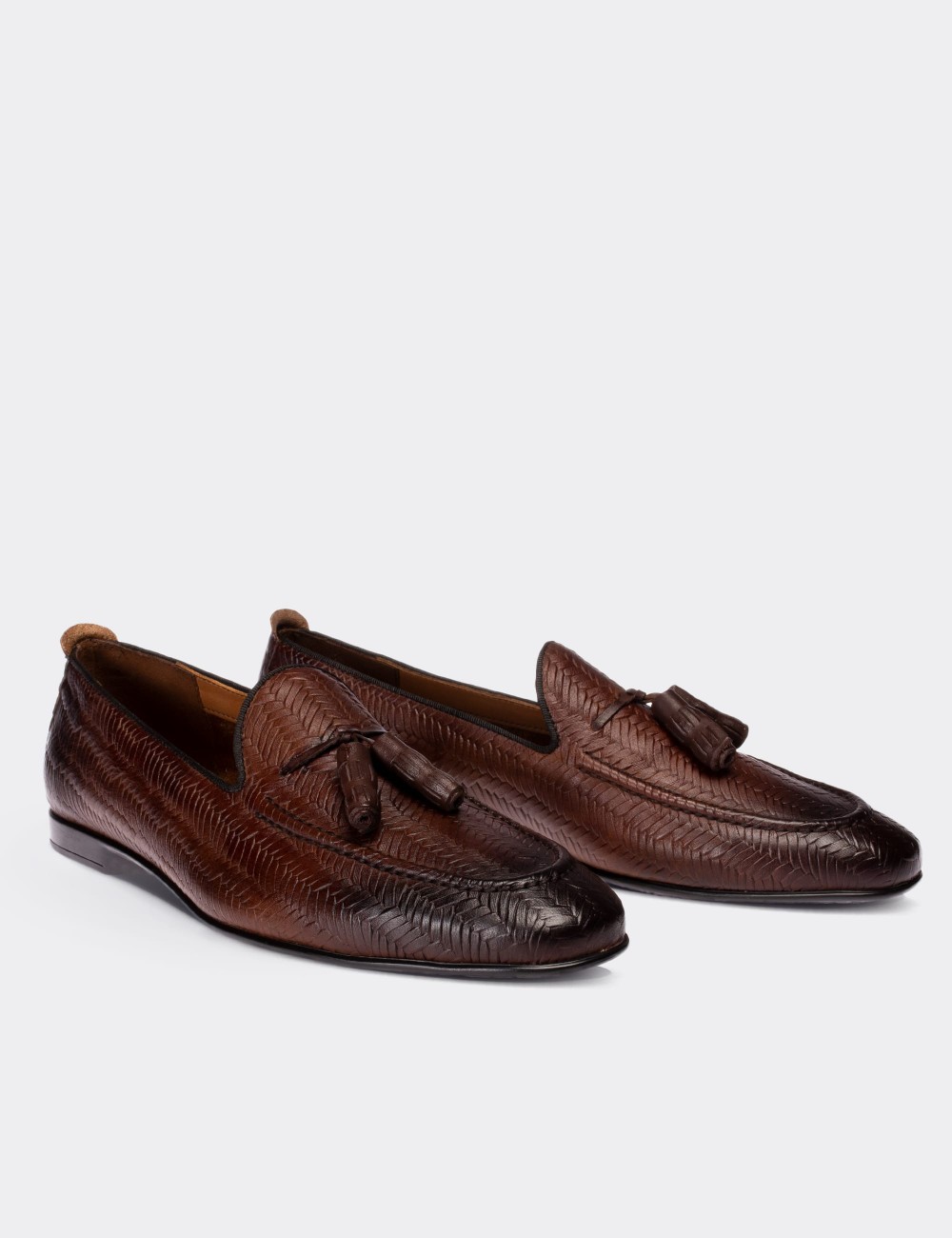 Brown  Leather Loafers - 01701MKHVC06