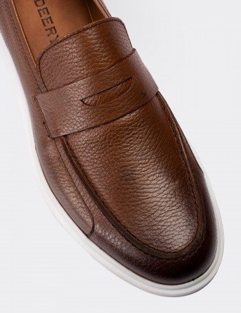 Tan  Leather Comfort Loafers - 01564MTBAP03