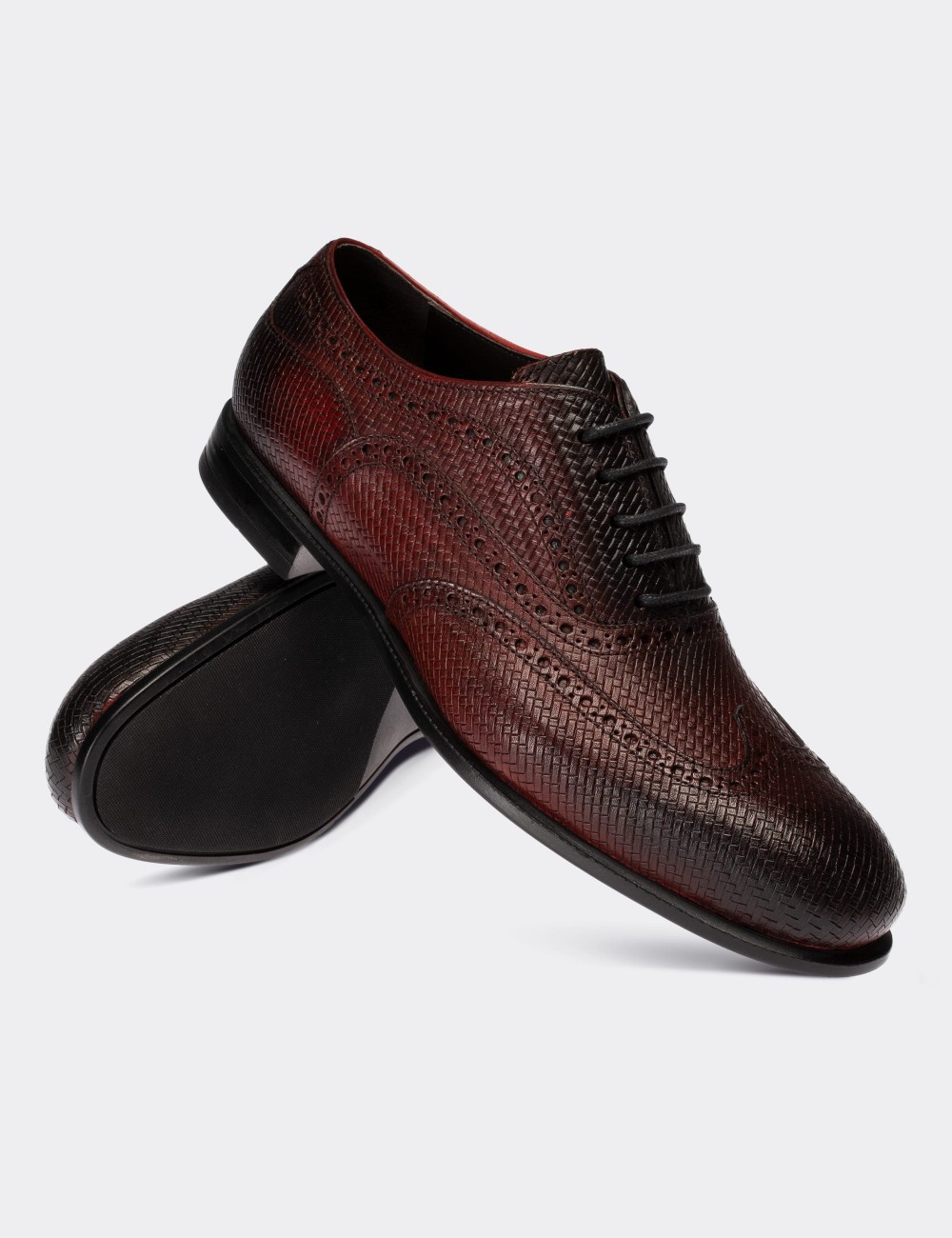 Burgundy  Leather Classic Shoes - 01511MBRDC01