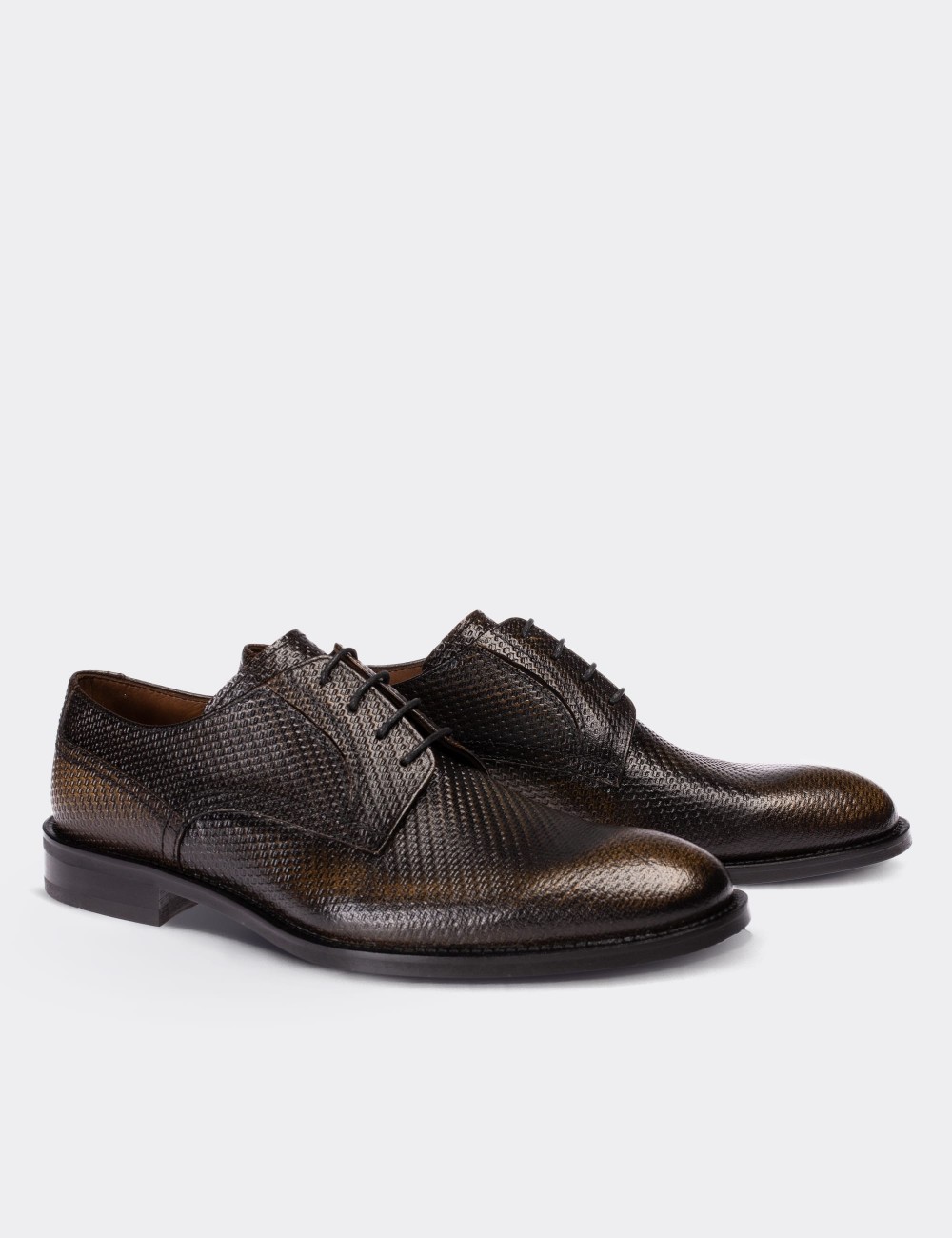 Copper  Leather Classic Shoes - 01294MBKRM01