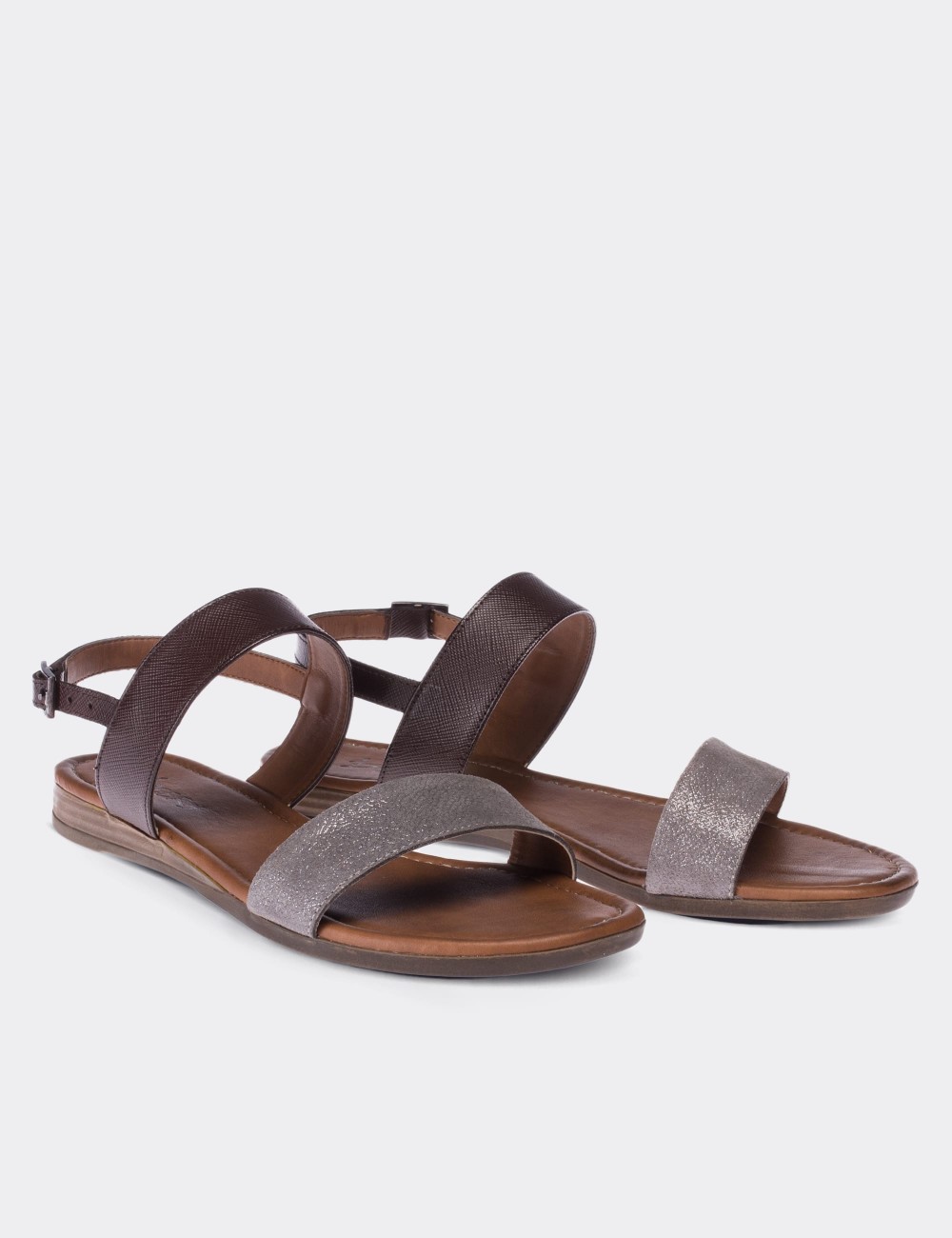 Gray  Leather Sandals - 02120ZGRIC01