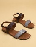Gray  Leather Sandals