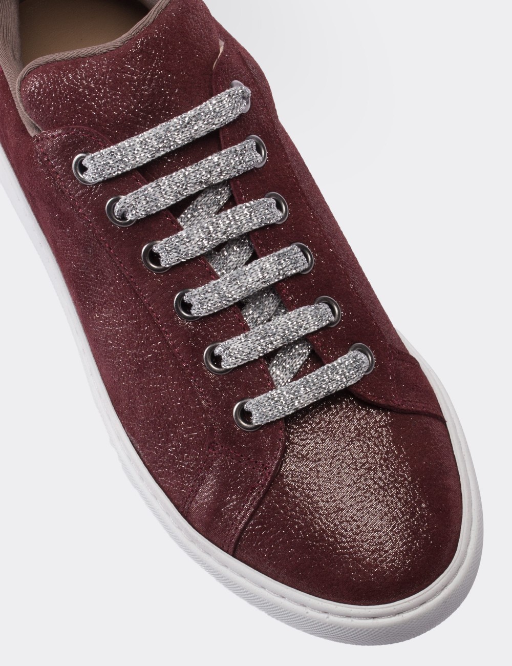 Burgundy  Leather Sneakers - 01698ZBRDC01