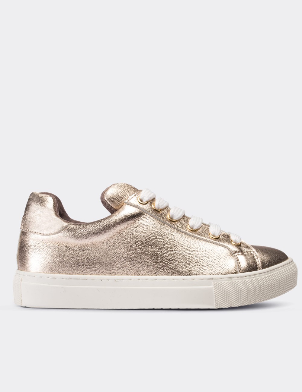 Gold  Leather Sneakers - 01698ZALTC06