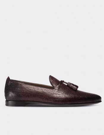 Burgundy  Leather Loafers - 01702MBRDC02