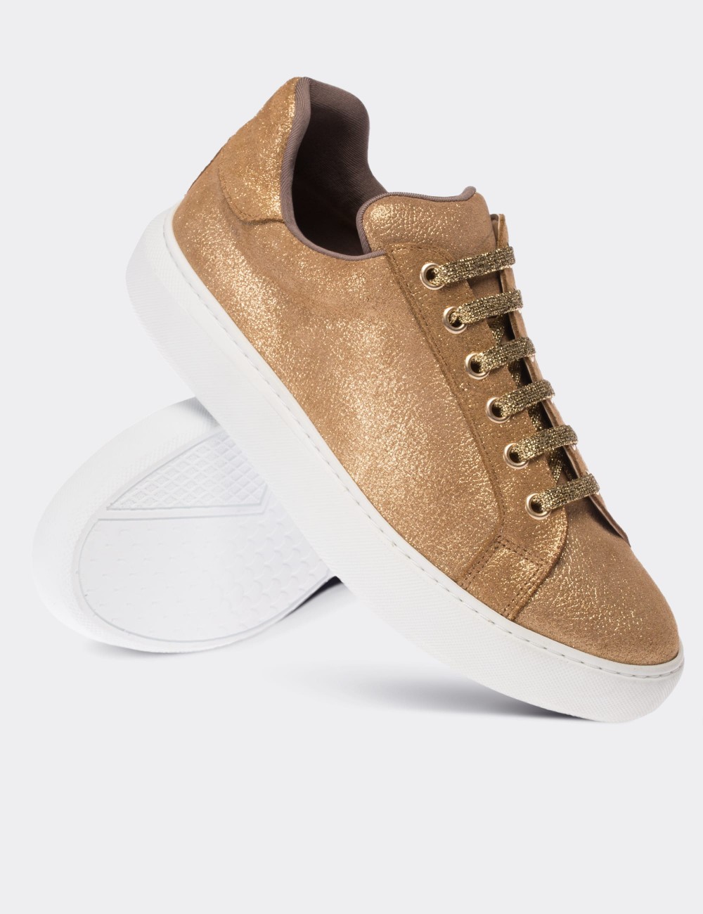 Gold  Leather Sneakers - 01698ZALTC05