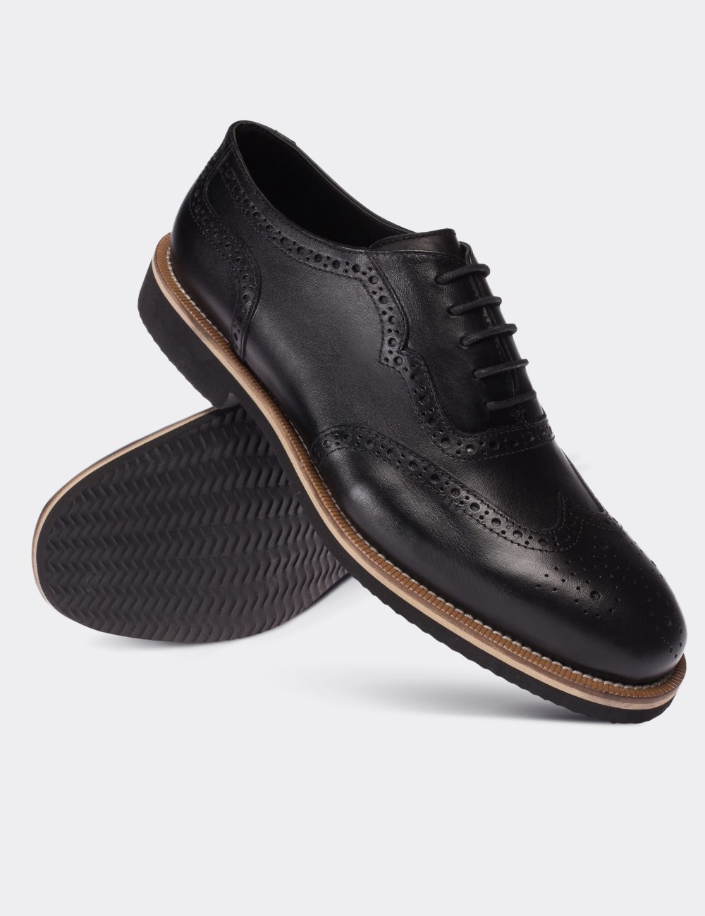 Black  Leather Lace-up Shoes - 01676MSYHE02