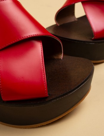 Red  Leather  Sandals - 02050ZKRMC02
