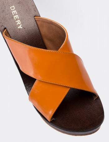 Orange  Leather  Sandals - 02050ZTRCC01