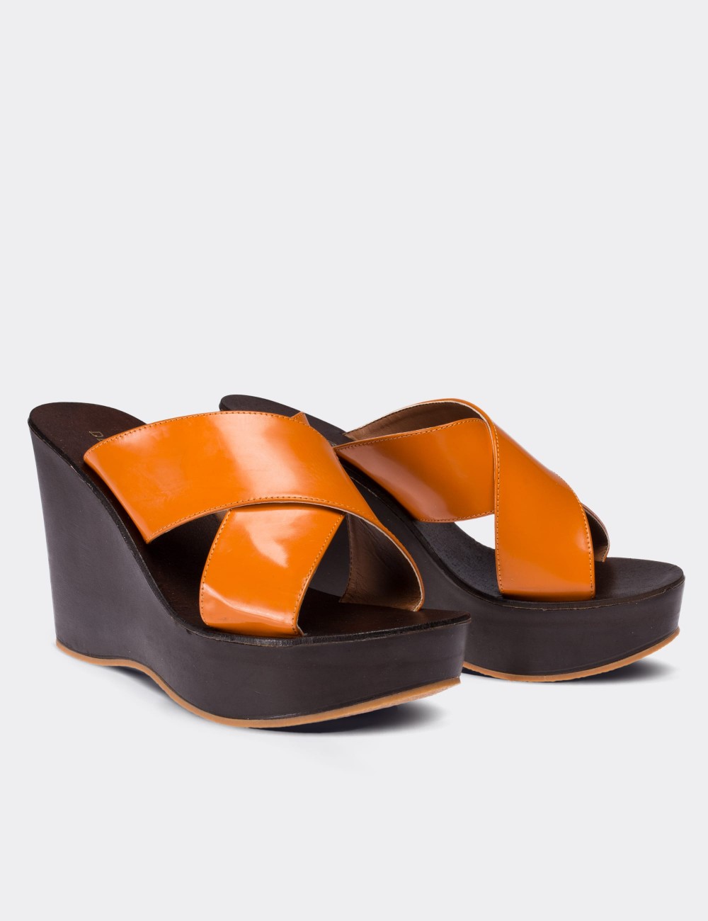 Orange  Leather  Sandals - 02050ZTRCC01