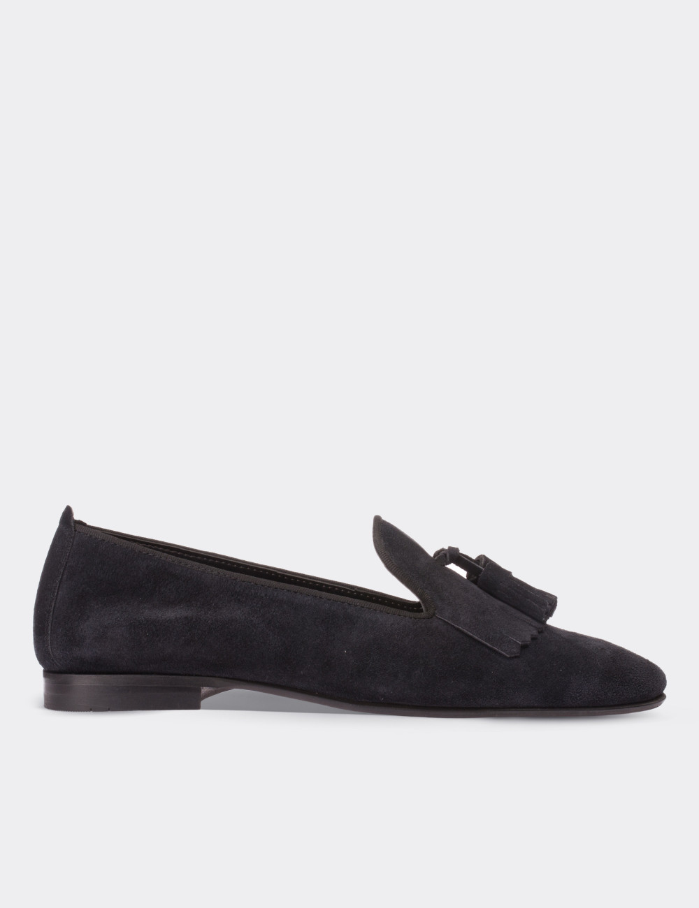 Navy Suede Leather Loafers - 01612ZLCVM04