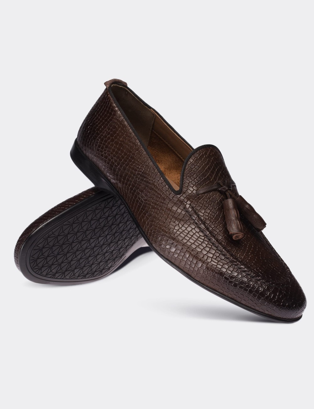 Brown  Leather Loafers - 01701MKHVC03