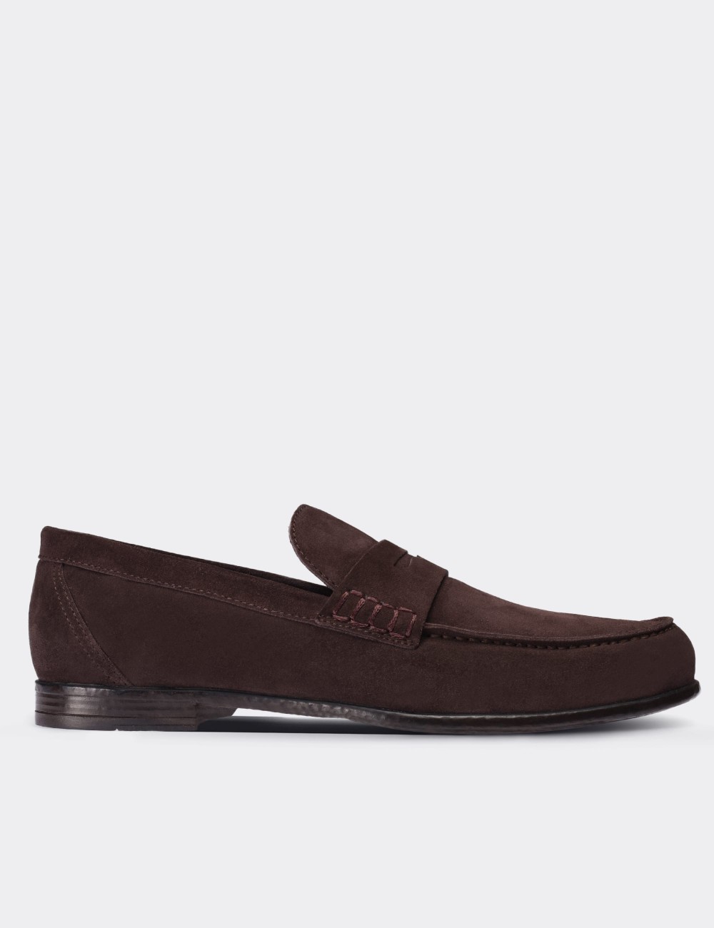 Brown Suede Leather Loafers - 01538MKHVC01