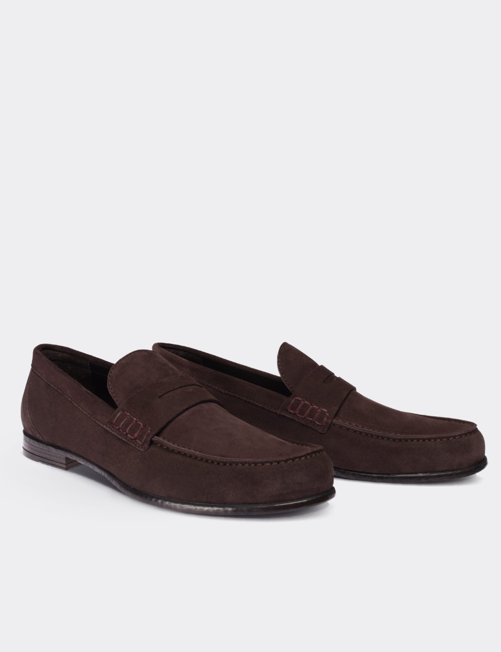 Brown Suede Leather Loafers - 01538MKHVC01