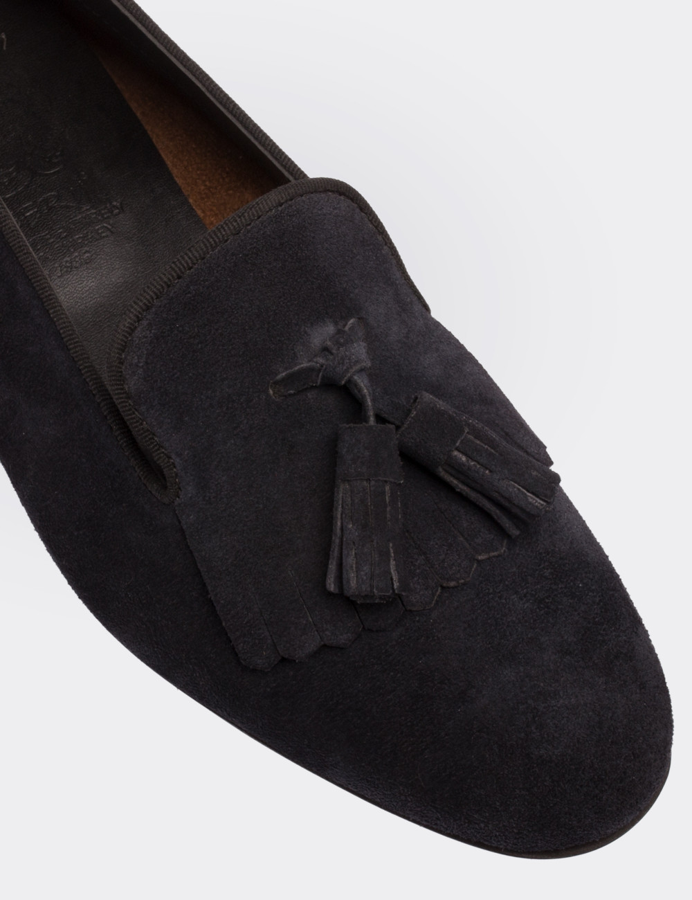 Navy Suede Leather Loafers - 01612ZLCVM04