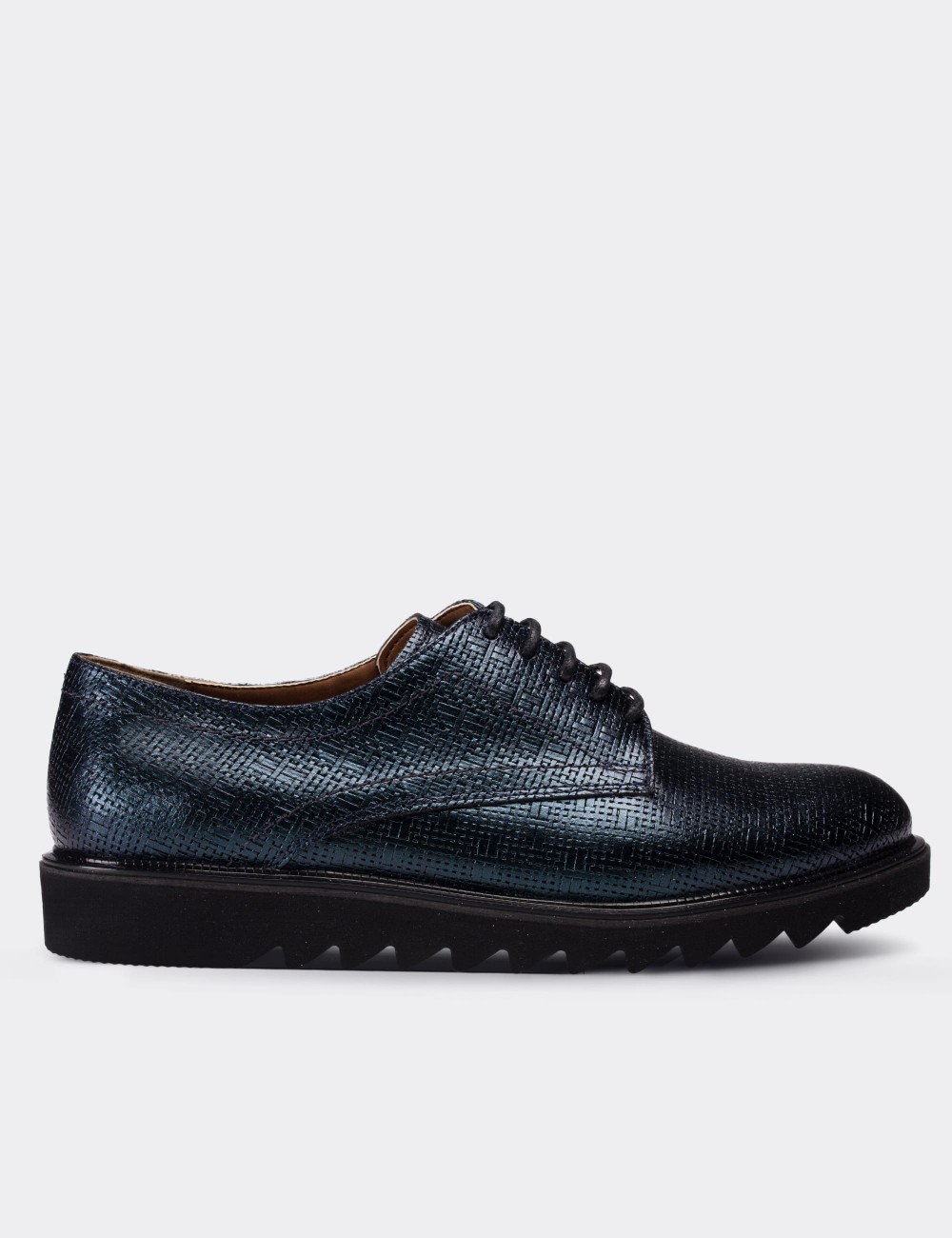 Green  Leather Oxford Lace-up Shoes - 01430ZYSLE10