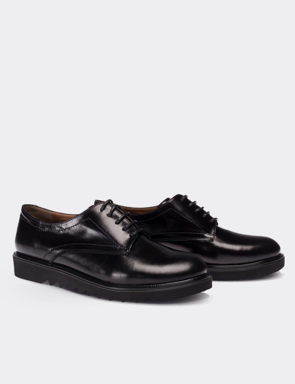 Black  Leather Lace-up Oxford Shoes - 01430ZSYHE08