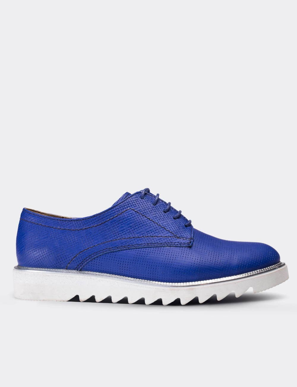 Blue  Leather Lace-up Oxford Shoes - 01430ZMVIE03