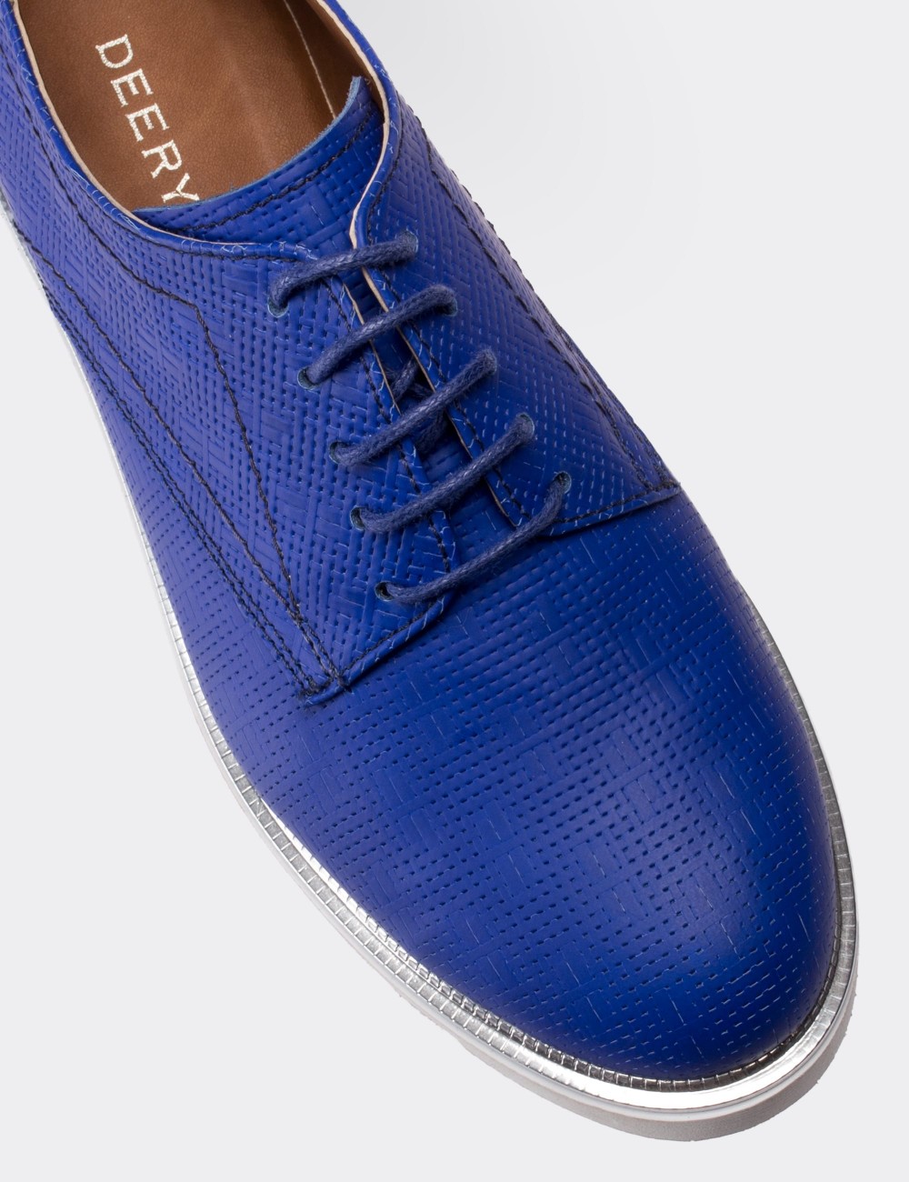 Blue  Leather Lace-up Oxford Shoes - 01430ZMVIE03