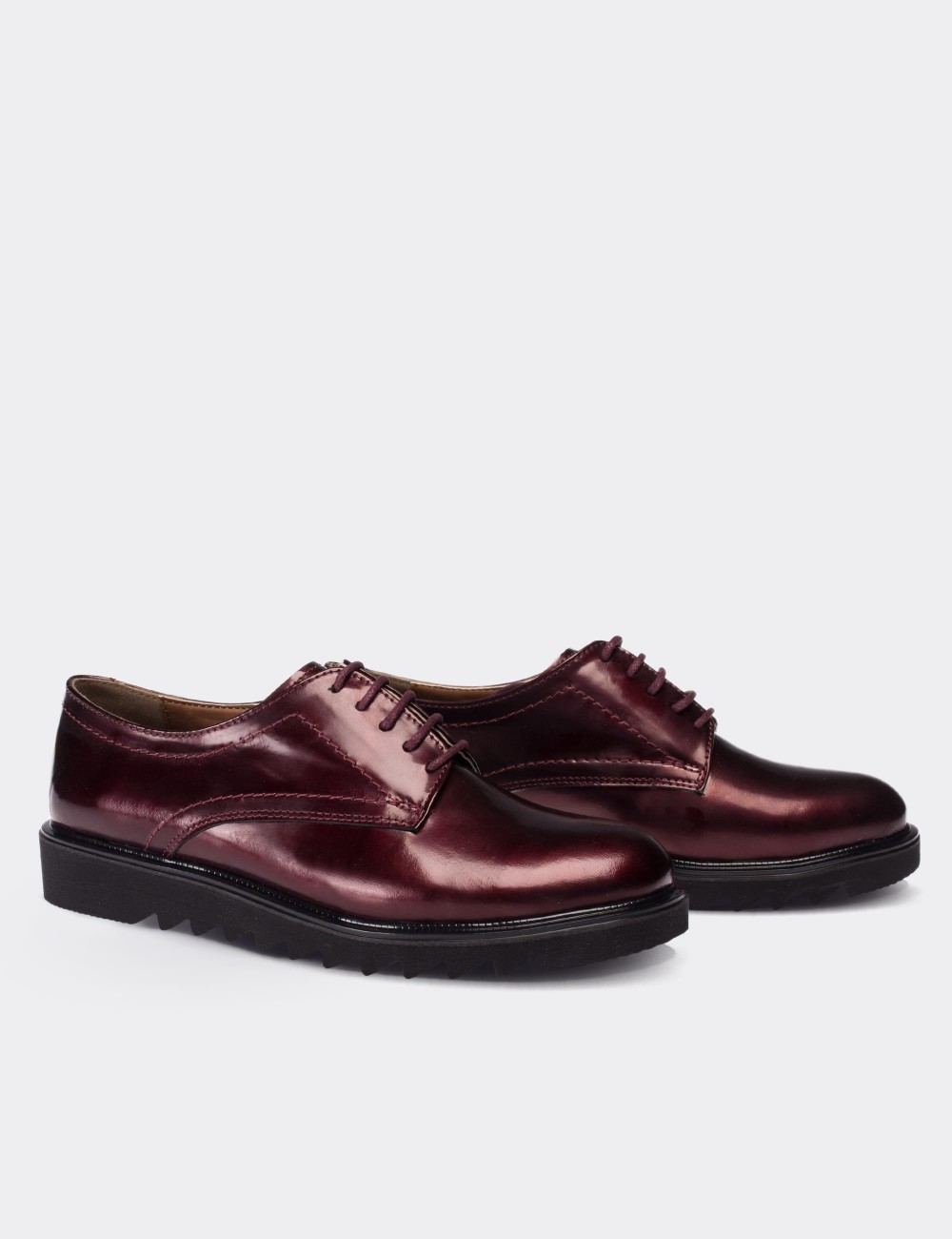Purple Patent Leather Lace-up Oxford Shoes - 01430ZMORE06