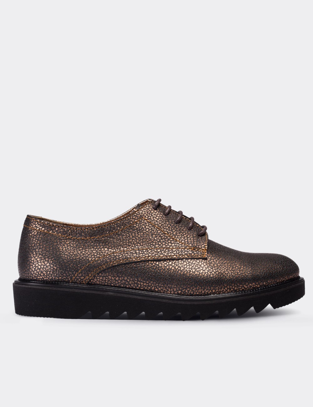 Copper  Leather Lace-up Oxford Shoes - 01430ZBKRE02