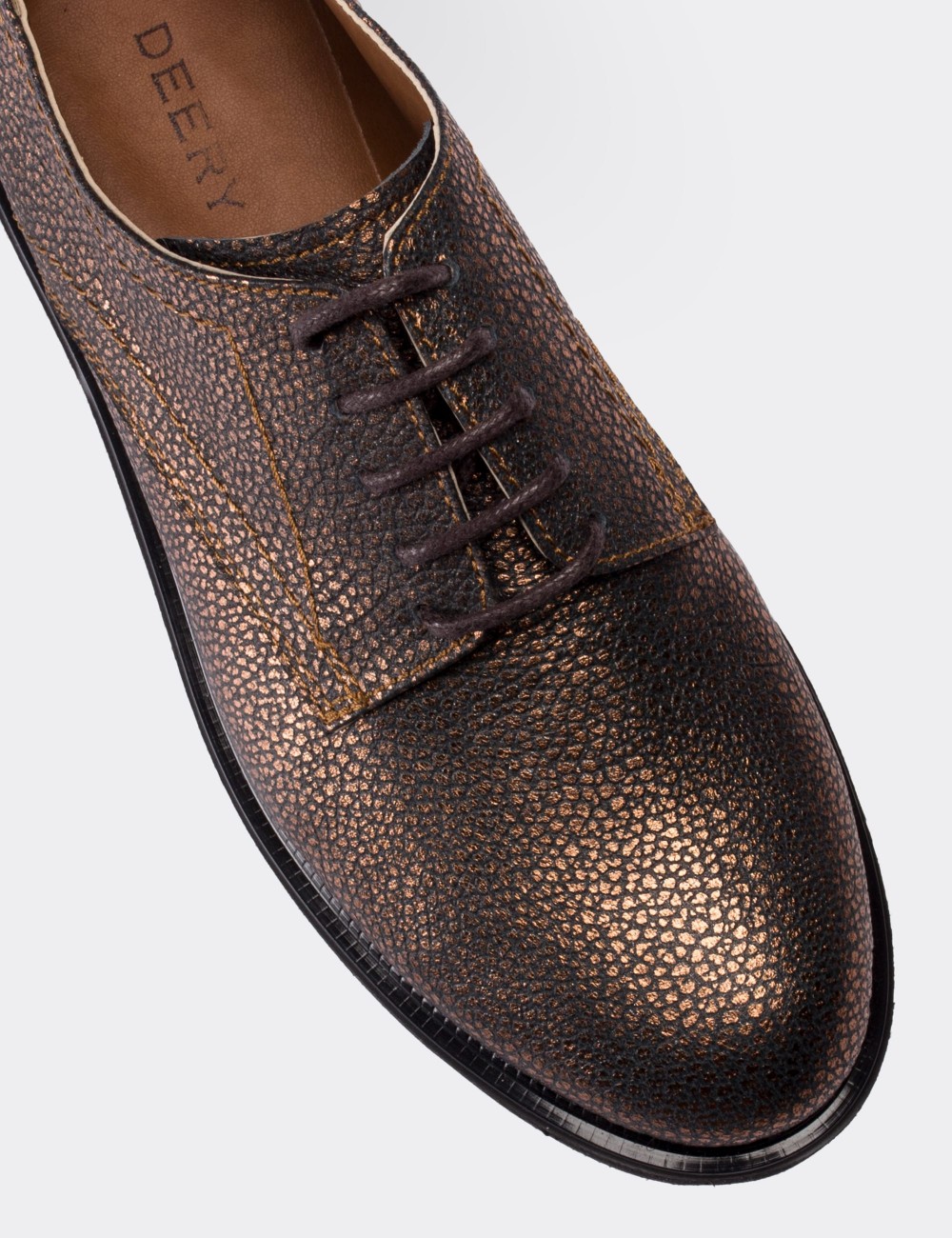 Copper  Leather Lace-up Oxford Shoes - 01430ZBKRE02