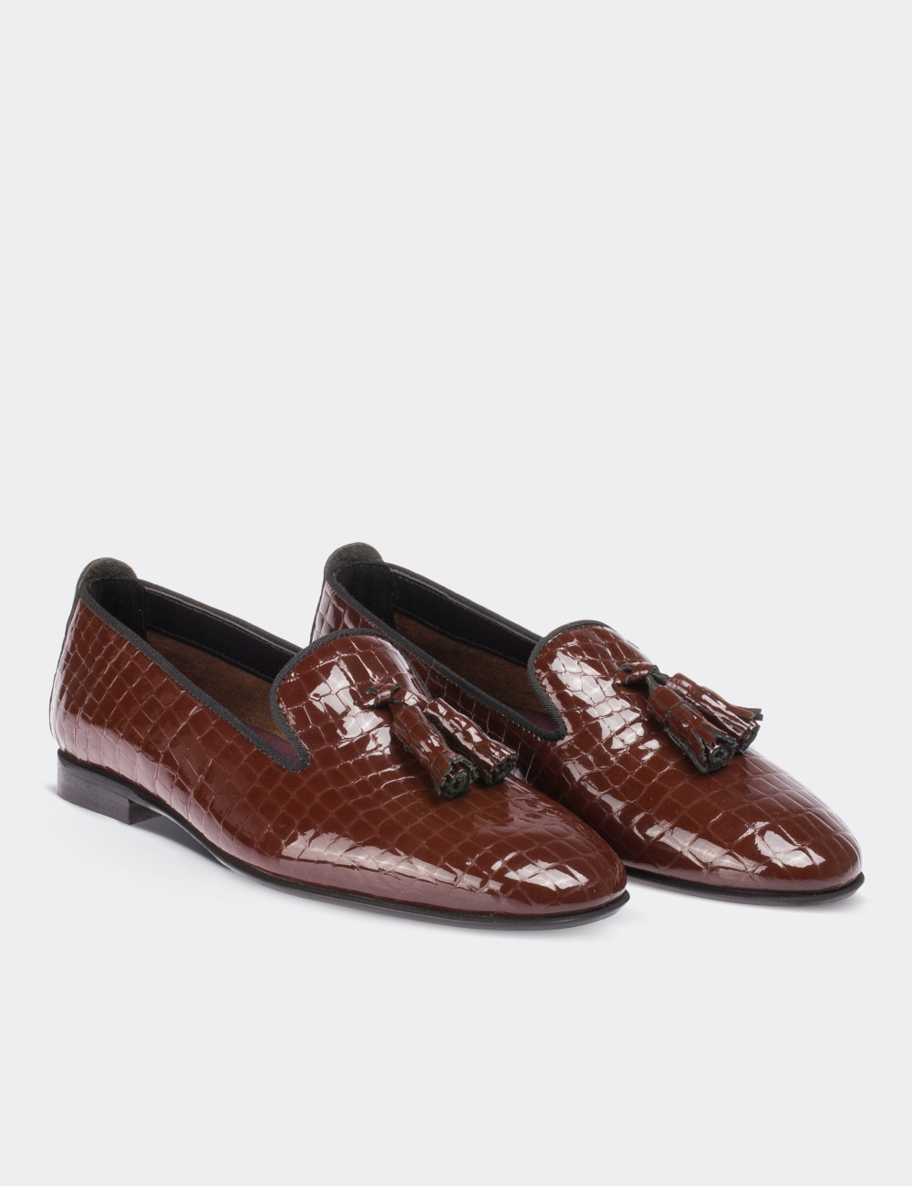 Brown Patent Leather Loafers - 01613ZKHVM01
