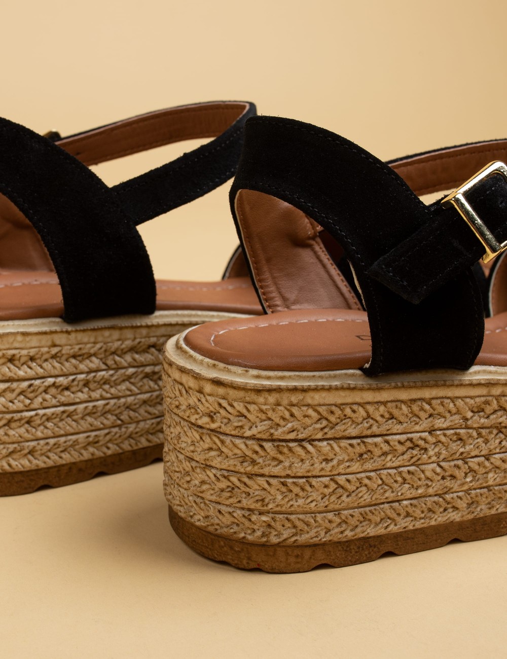 Black Suede Leather Sandals - B0500ZSYHP01