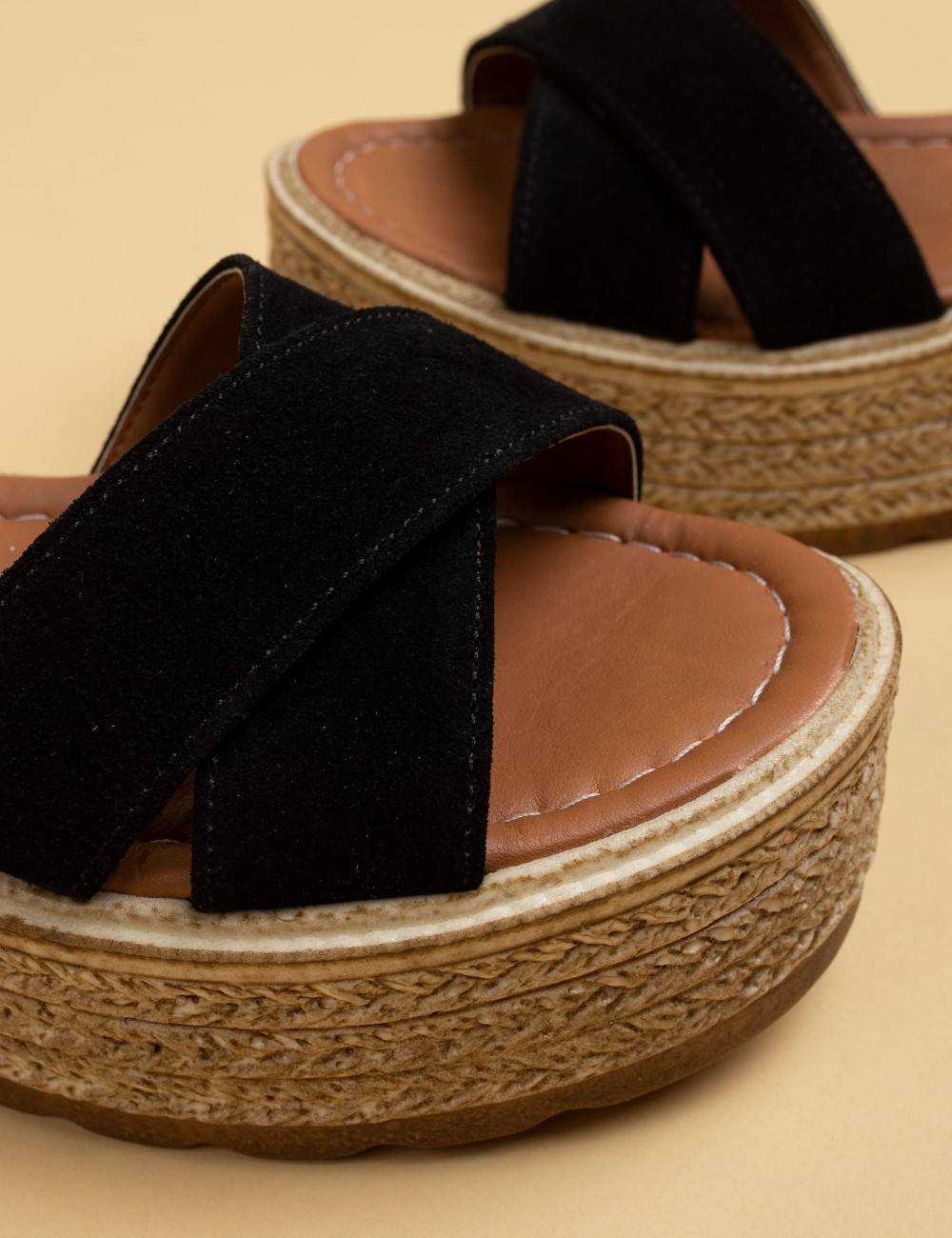 Black Suede Leather Sandals - B0500ZSYHP01