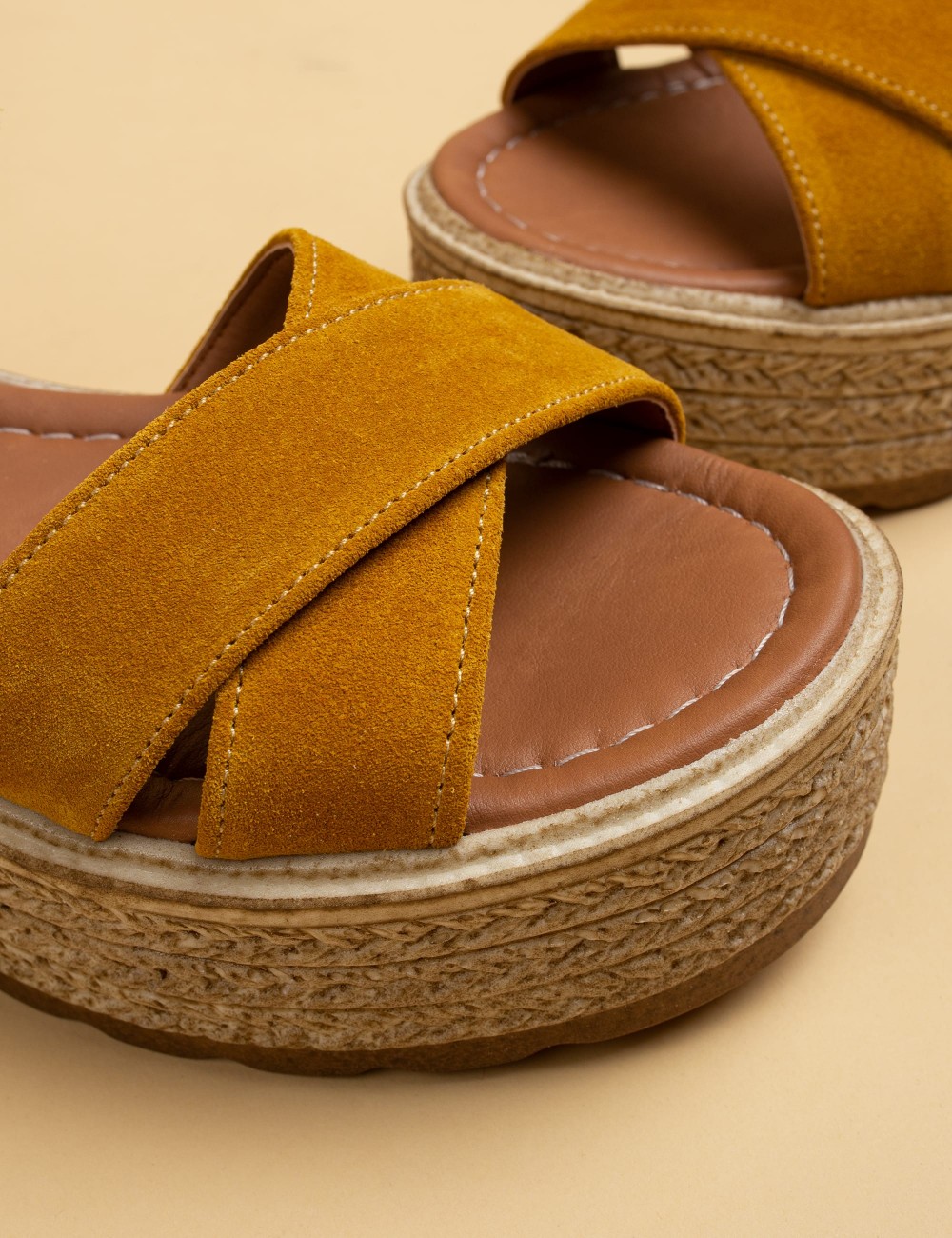 Yellow Suede Leather  Sandals - B0500ZSRIP02