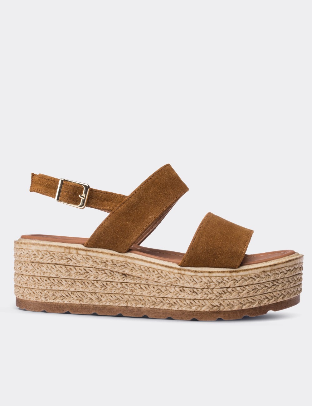 Tan Suede Leather Sandals - B0405ZTBAP01