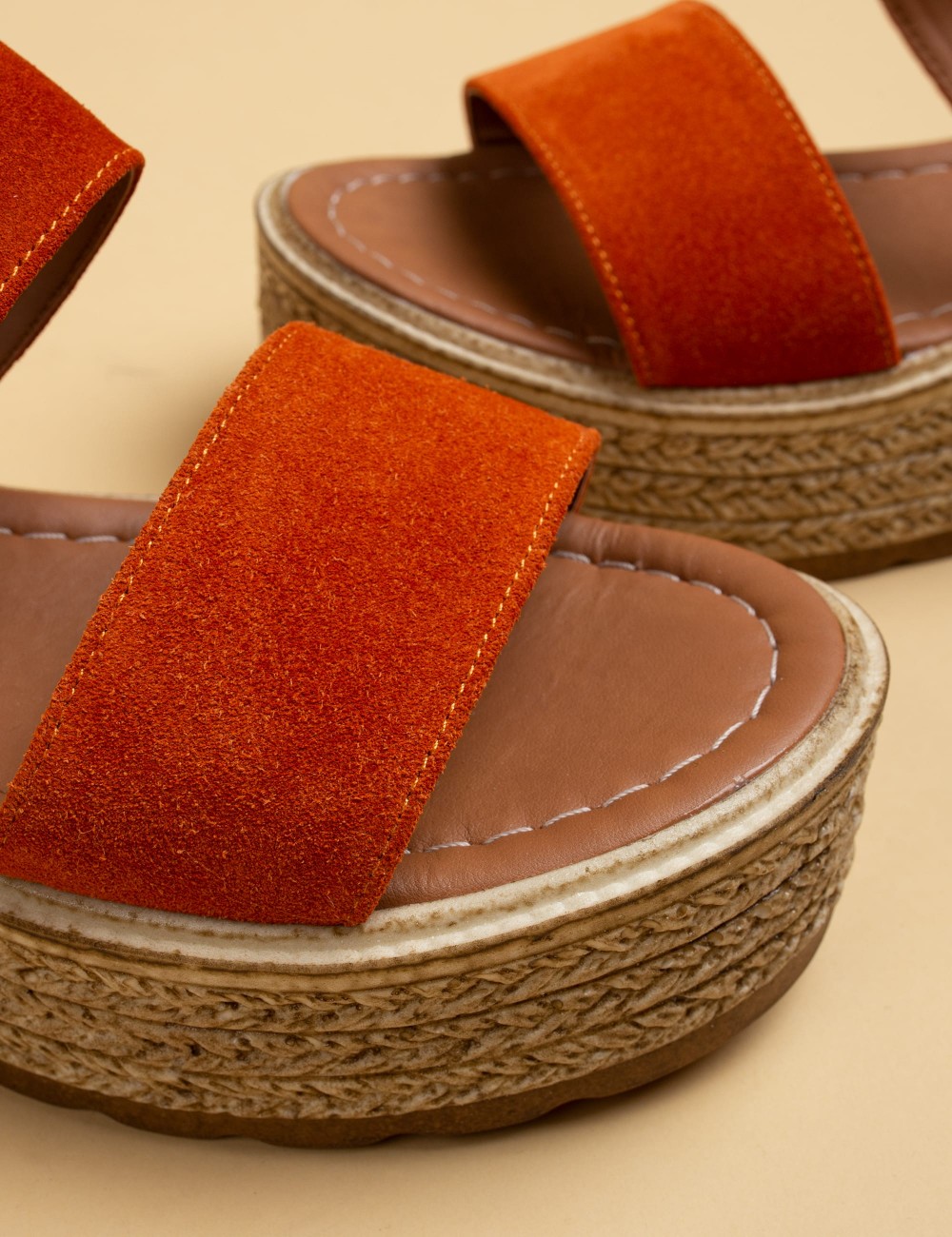 Orange Suede Leather  Sandals - B0405ZTRCP01