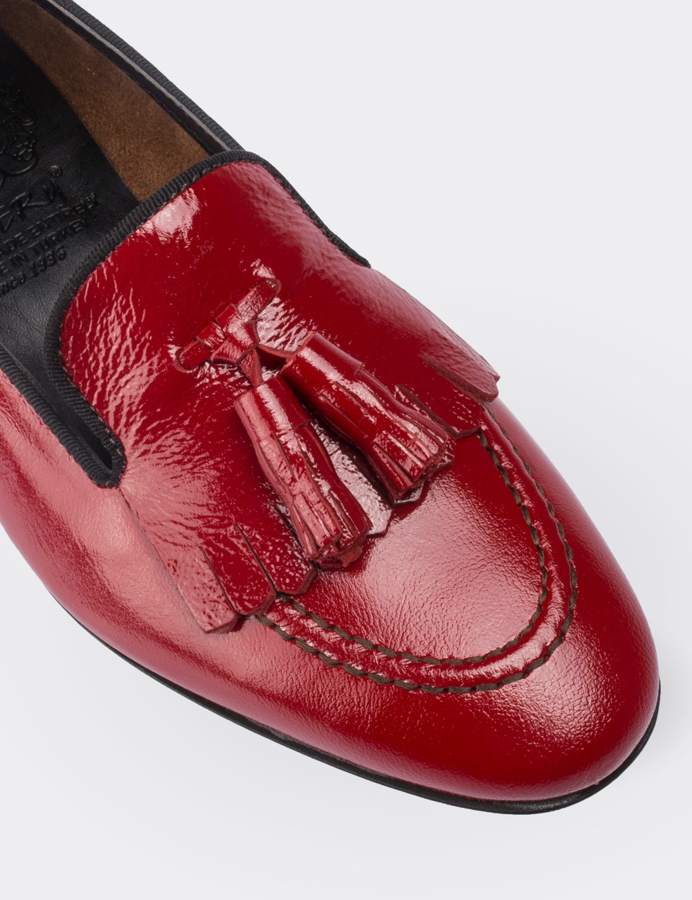Red  Leather Loafers - 01618ZKRMM01